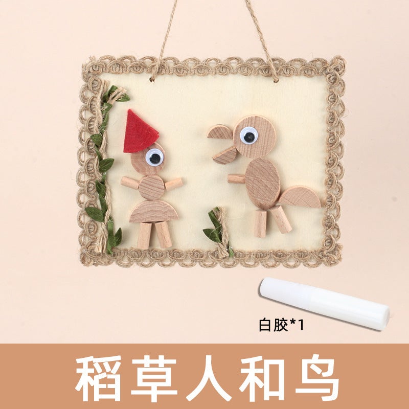 Children'S Puzzle Handmade Tree Branch Picture Frame Painting Children'S Creative Natural Wood Chip Diy Semi-Finished Material Bag - Image 1